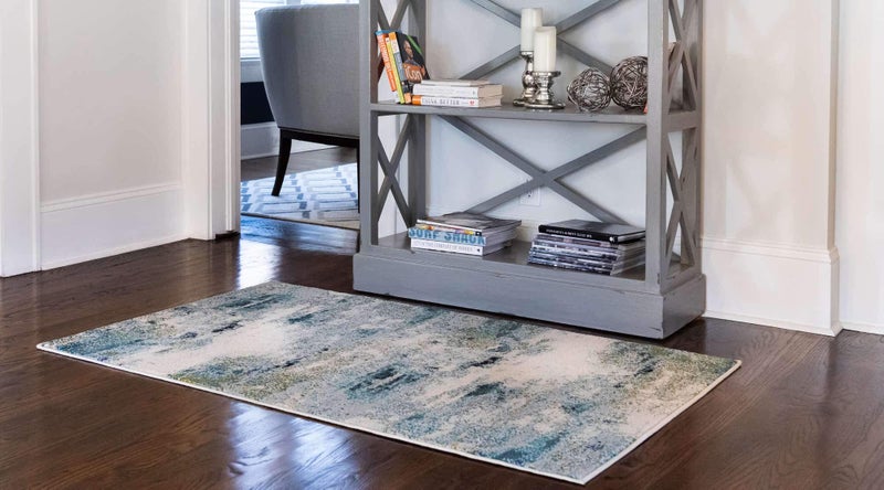 Unique Loom Chromatic Collection Modern & Vibrant Abstract Area Rug For Any Home DÃ©cor (3' 3 x 5' 3 Rectangular, Light Blue/Beige) - Image 2